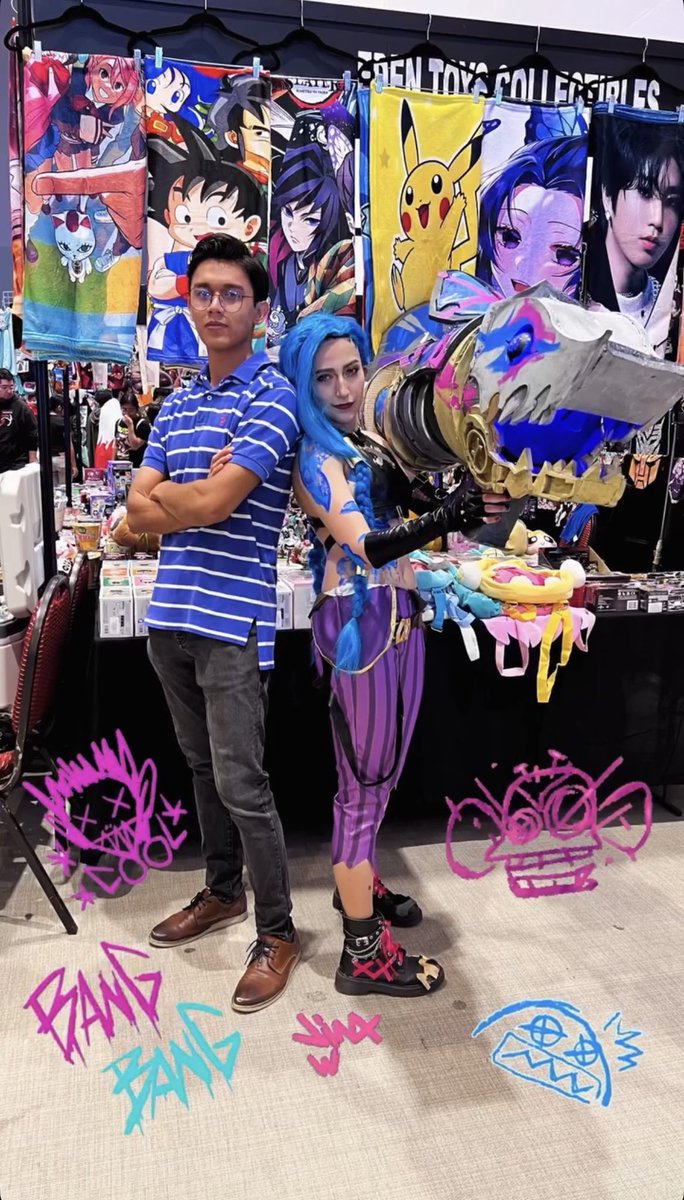al3teando's tweet photo. Expo Anime 2026 
La skin de Jinx uff ❤️‍🔥👀 también me encontré a @XtarBerry y la ultima full Aura 😎

Me dan ganas de hacer cosplay de David de Edgerunners en un futuro. Solo me falta mi Lucy 👀😌 #anime https://t.co/CT6dzA6fWN