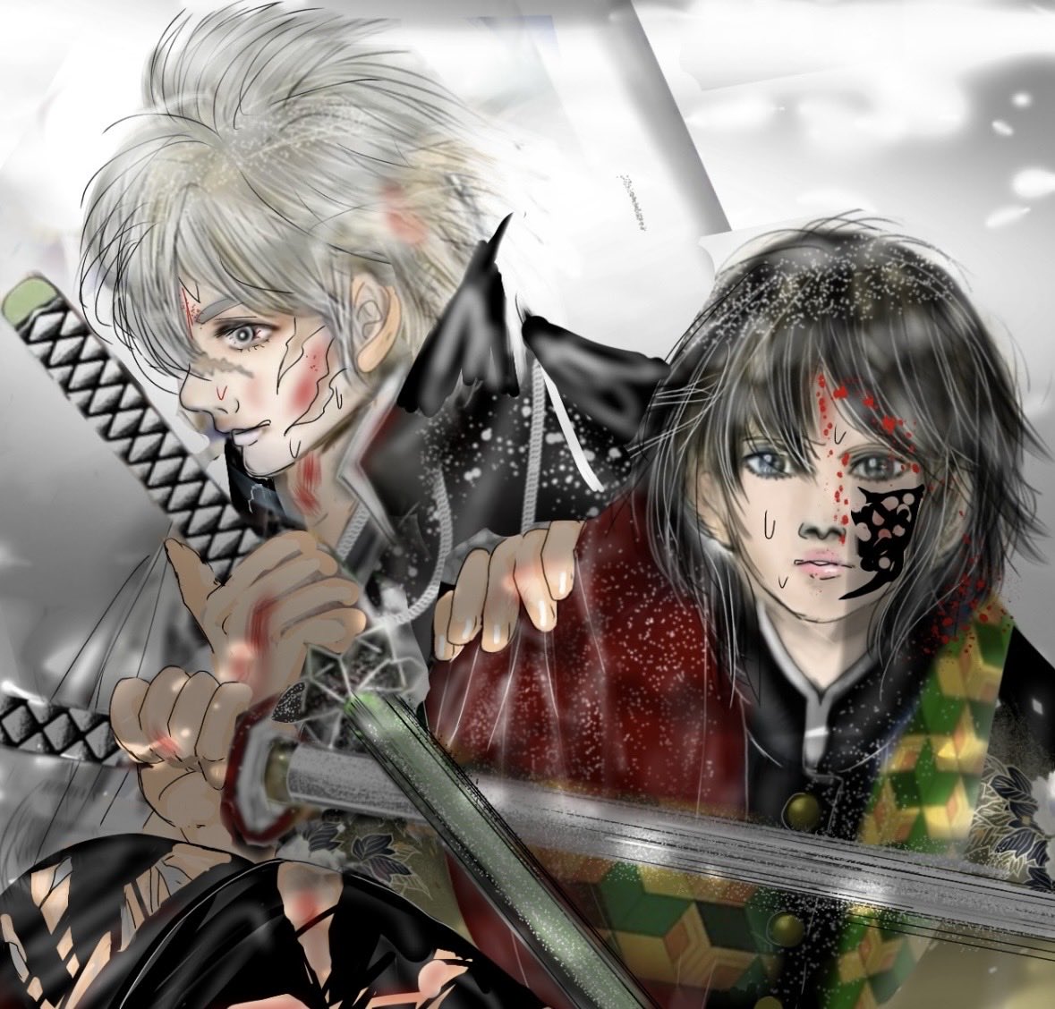 kvi_rr's tweet image. こんにちは｡
#illustrations #オリジナル #デジタル 
#イラスト #オリキャラ #鬼滅の刃 
鬼滅の刃　不死川実弥　冨岡義勇
竈門炭治郎　鬼滅の刃無限城編
三郷と奏斗、祐希コスプレイメージ
再投稿です。
削除したら申し訳ありません。