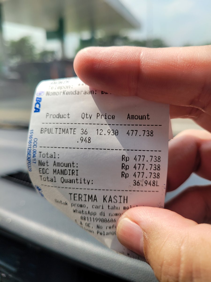 sigitwid's tweet photo. Walaupun harus turun dari RON98 ke RON95, tapi isi penuh BBM non-subsidi tidak sampai Rp500 ribu.

Salah satu bukti tangguhnya ketahanan energi Indonesia di bawah Prabowo-Gibran. https://t.co/gZ7gbDICCF