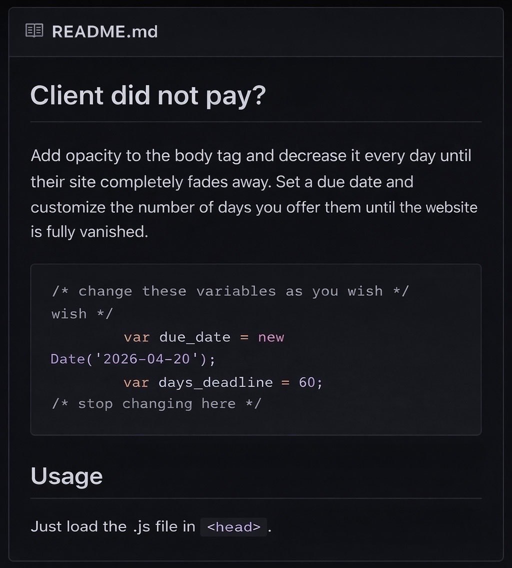 sickdotdev's tweet photo. Unpaid Client Fix 💸 https://t.co/MT0EedITrp