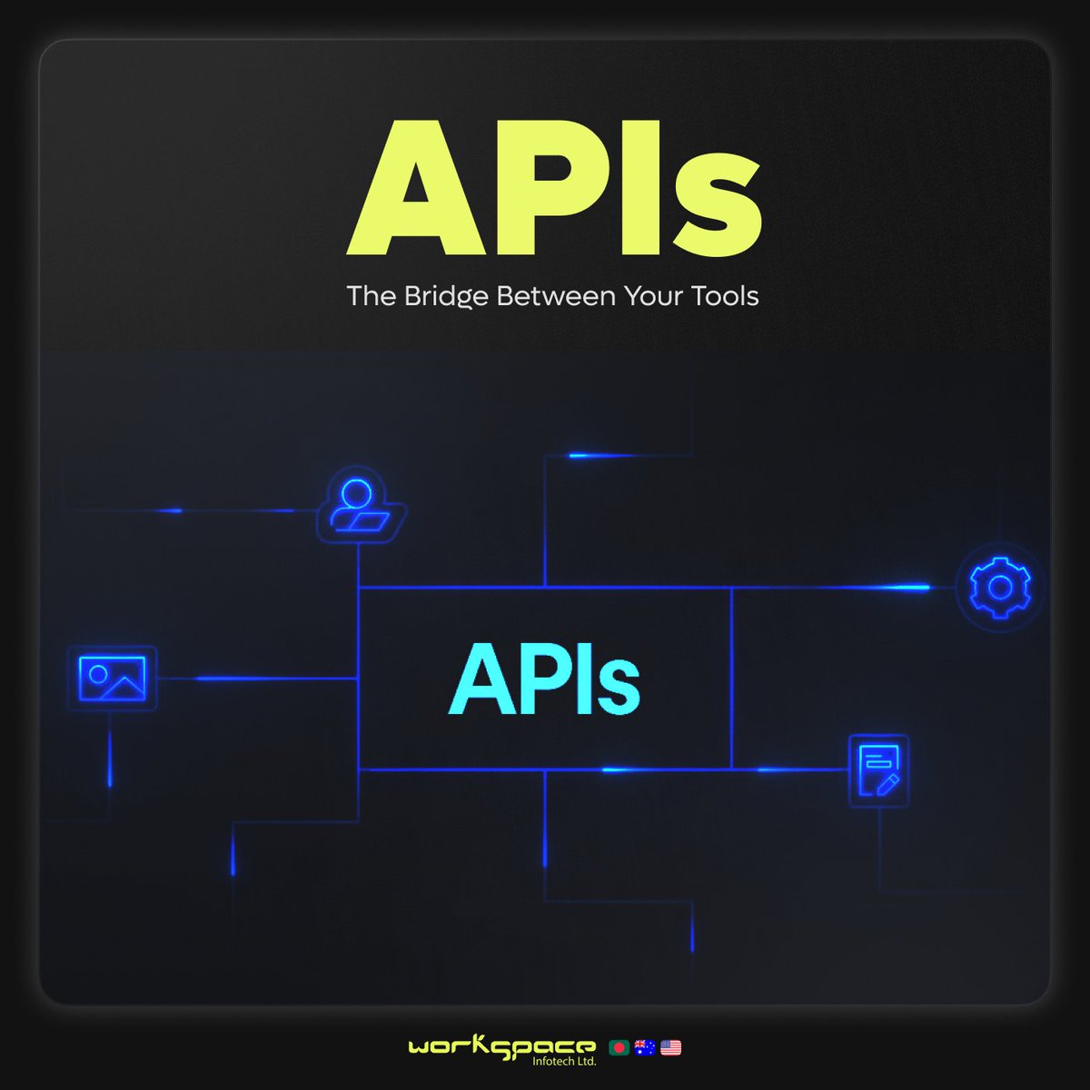 wsinfotech's tweet photo. Apps talking instantly? That’s APIs ⚡

They connect tools, automate workflows &amp; sync data.
Bad integrations = errors. 
We build it right.

#APIs #Automation https://t.co/dARU5S5wVo