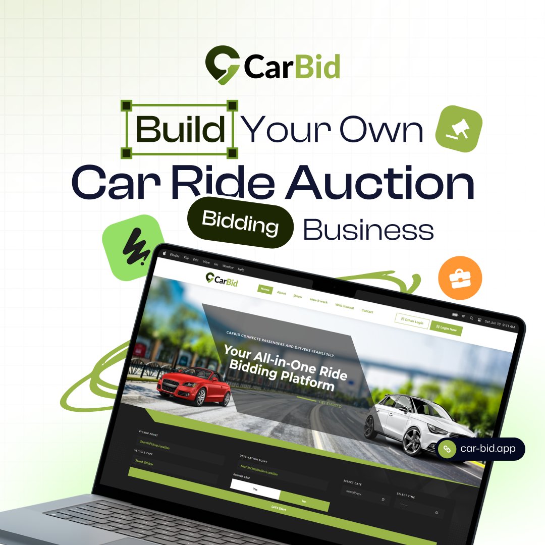 AppDevsX's tweet image. 🚀 Start Your Own Ride Booking Business with a Bidding System

CarBid - Ride Auction and Bidding Platform gives you everything you need to launch your own ride marketplace.

#startupbusiness #ridesharing #bidding #buildyourstartup #CodeCanyon