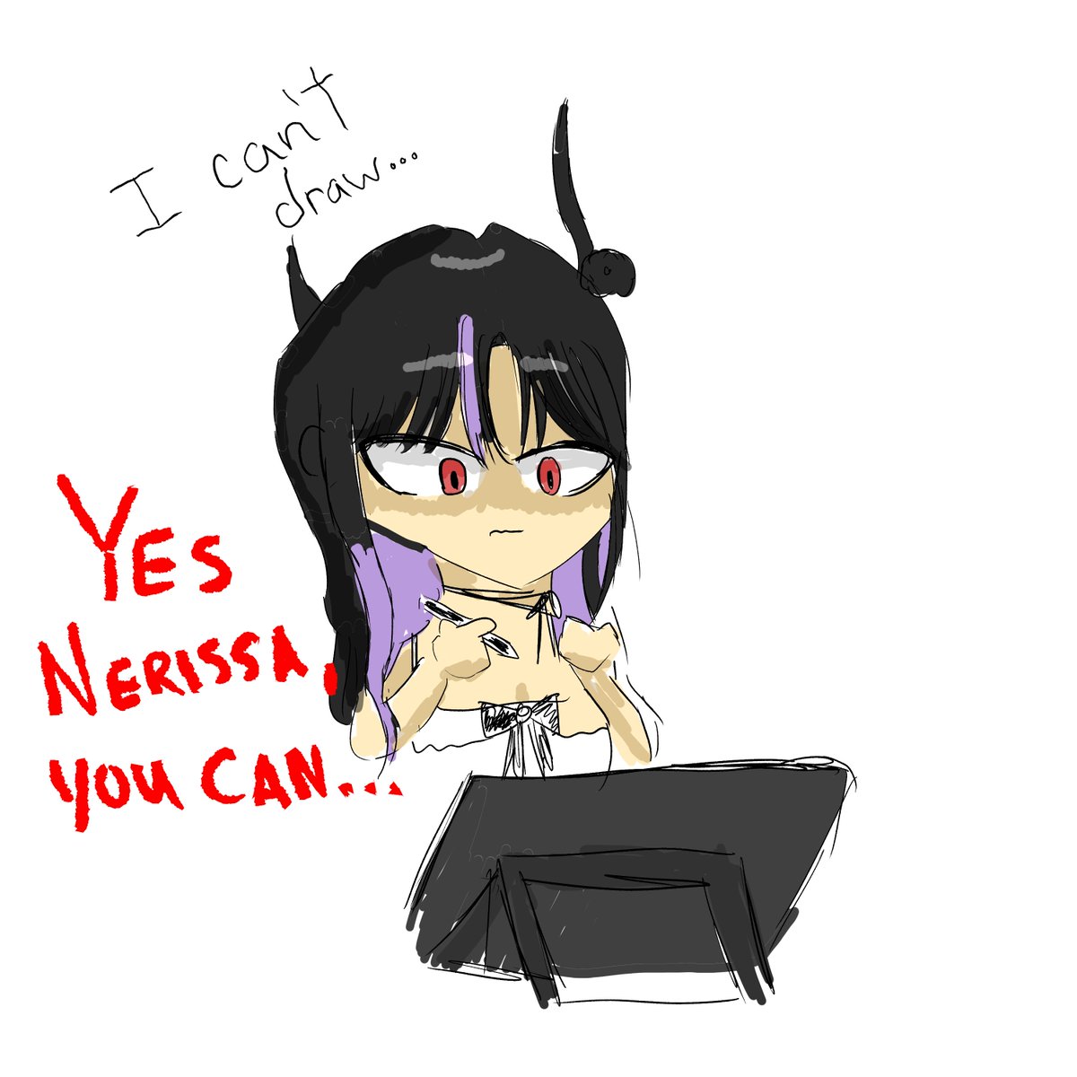 Verenti's tweet photo. @nerissa_en I drew this picture of you/for you from today's stream. You're not bad at drawing! https://t.co/3K0nOxk1Gs