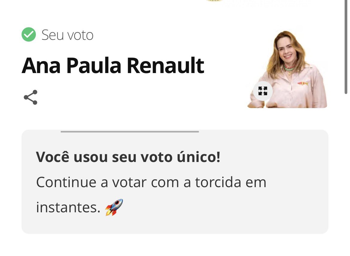 Votei na campeã do bbb26