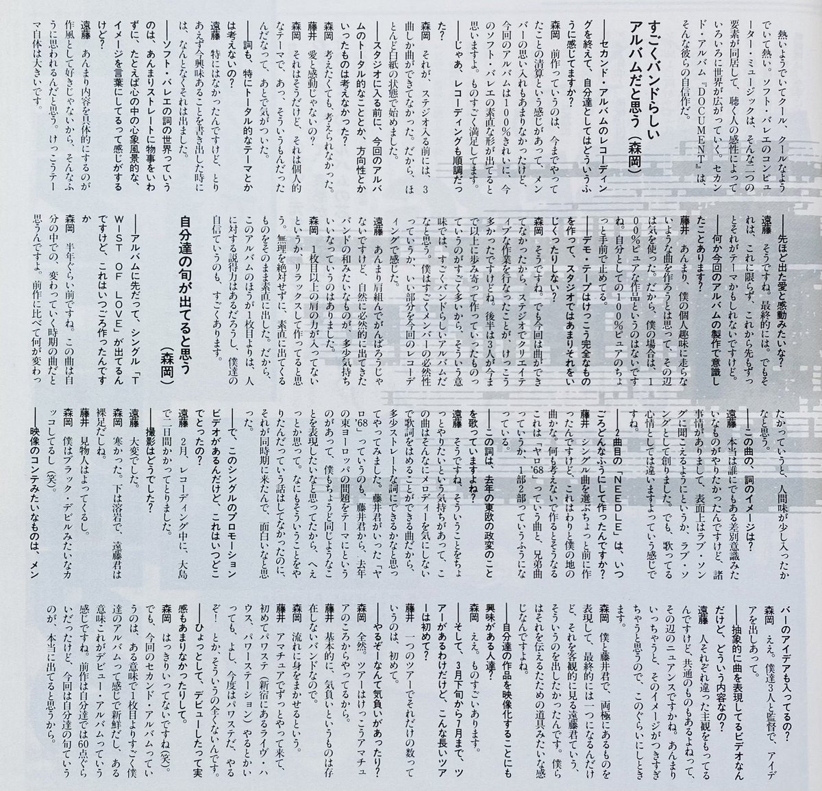SOFT BALLET 2ndアルバム『DOCUMENT』 （1990年4月25日発売）