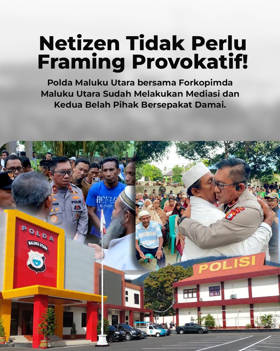 moodmasyarakat's tweet photo. Ayo netizen jangan provokatif, kasus konflik di Maluku Utara sudah tenang dan damai… #moodmasyarakat #polri #polda #malukuutara #polisiindonesia https://t.co/1yLP1B9pHk