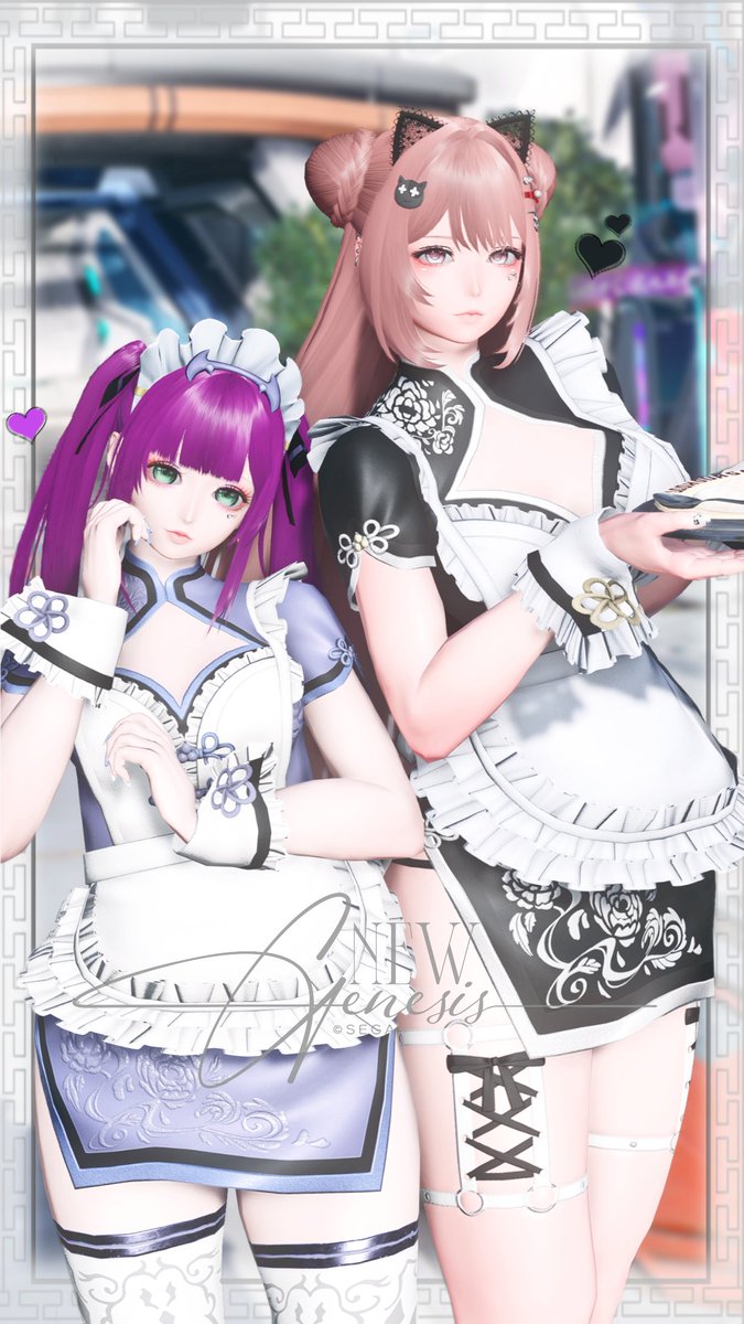 #ma7ロゴ
#PSO2NGS_SS
🖤みつりさんとﾁｬｲﾅ×ﾒｲﾄﾞさん💜
少しの時間だったけど～ゆっくりお話できてssご一緒して楽しかった♪
