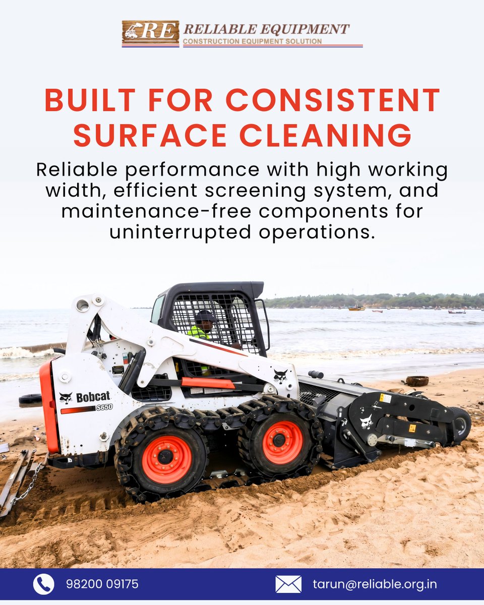 ReliableEqmt's tweet image. Consistency starts with the right equipment 💪
Bobcat S650 delivers efficient surface cleaning with wider coverage &amp;amp; reliable performance 🚧
Less downtime. More output. 
Cleaner results—every time
Built to keep your site moving
#BobcatS650 #Construction #HeavyMachinery