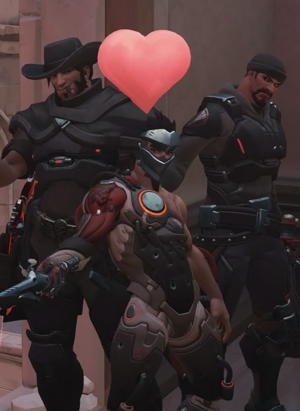 HanzoMcCree's tweet photo. Love my trio #overwatch #gabrielreyes #cassidy #genji #spuriken #blackwatch https://t.co/I6sZaqjpq4