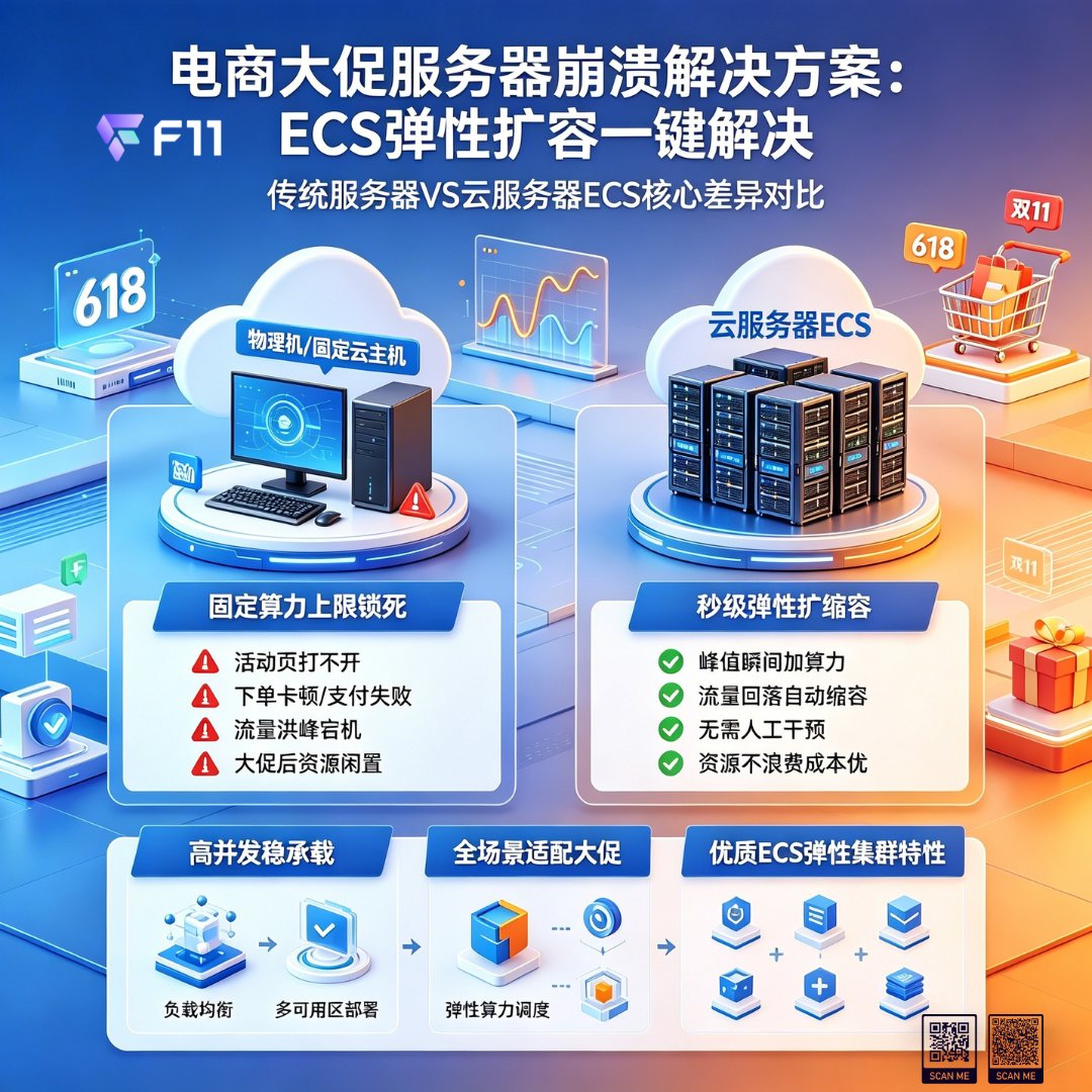 FinovyCloud's tweet image. 电商大促的最大烦恼，从来不是流量不够，而是来了却接不住！😓 物理机 / 固定云主机资源上限锁死🔒，调度低效，极易引发服务雪崩❌，直接损失 GMV 与用户口碑📉。

☁️云服务器 #ECS 弹性扩容方案，支持秒级自动扩缩容，结合负载均衡与多可用区高可用架构，轻松承接大促秒杀洪峰❗

#F11 #云服务器