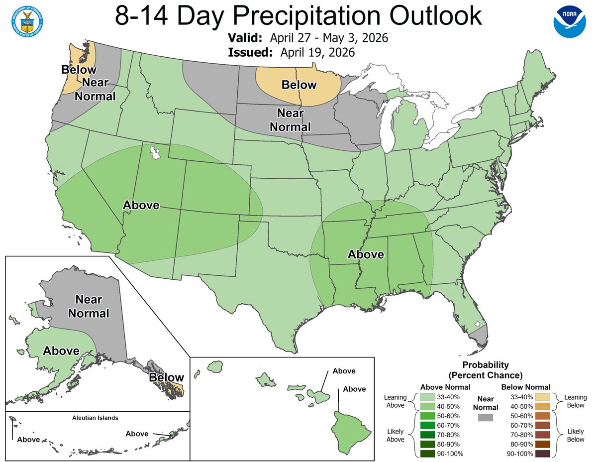 BrianGotter's tweet image. We have a few mild days this week, but the overall trend for the rest of the month is below normal temperatures.  Typical Spring with a summer tease and then it gets chilly. 

The good news is that the weather pattern calms down for us and shifts south.
#Wisconsin #cooler