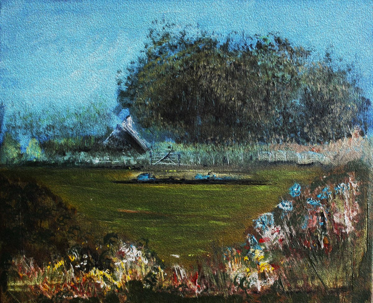J_jjpark's tweet image. Meadow View Oil on Canvas #landscape #art #meadow