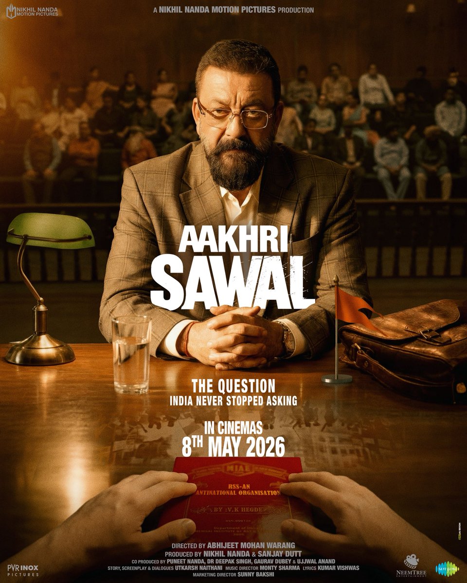 'AAKHRI SAWAL': SANJAY DUTT'S INTENSE POSTER UNVEILED – 8 MAY 2026 RELEASE... Team #AakhriSawal has unveiled a brand-new poster featuring #SanjayDutt, who also produces the film alongwith #NikhilNanda.

The film is set for a worldwide theatrical release on 8 May 2026.

The