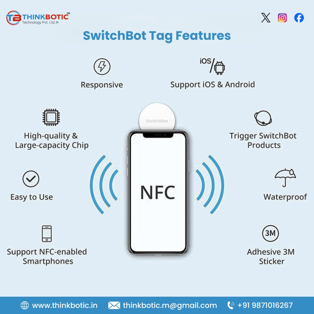 thinkbotic14760's tweet image. Smart automation at your fingertips ⚡

Switch Bot NFC Tags make everyday tasks faster, easier, and smarter just tap and go!

#SwitchBot #NFCTag #SmartAutomation #IoTDevices #TechInnovation #SmartHomeIndia #DigitalSolutions #EasyAutomation #RFIDTechnology #ThinkBotic