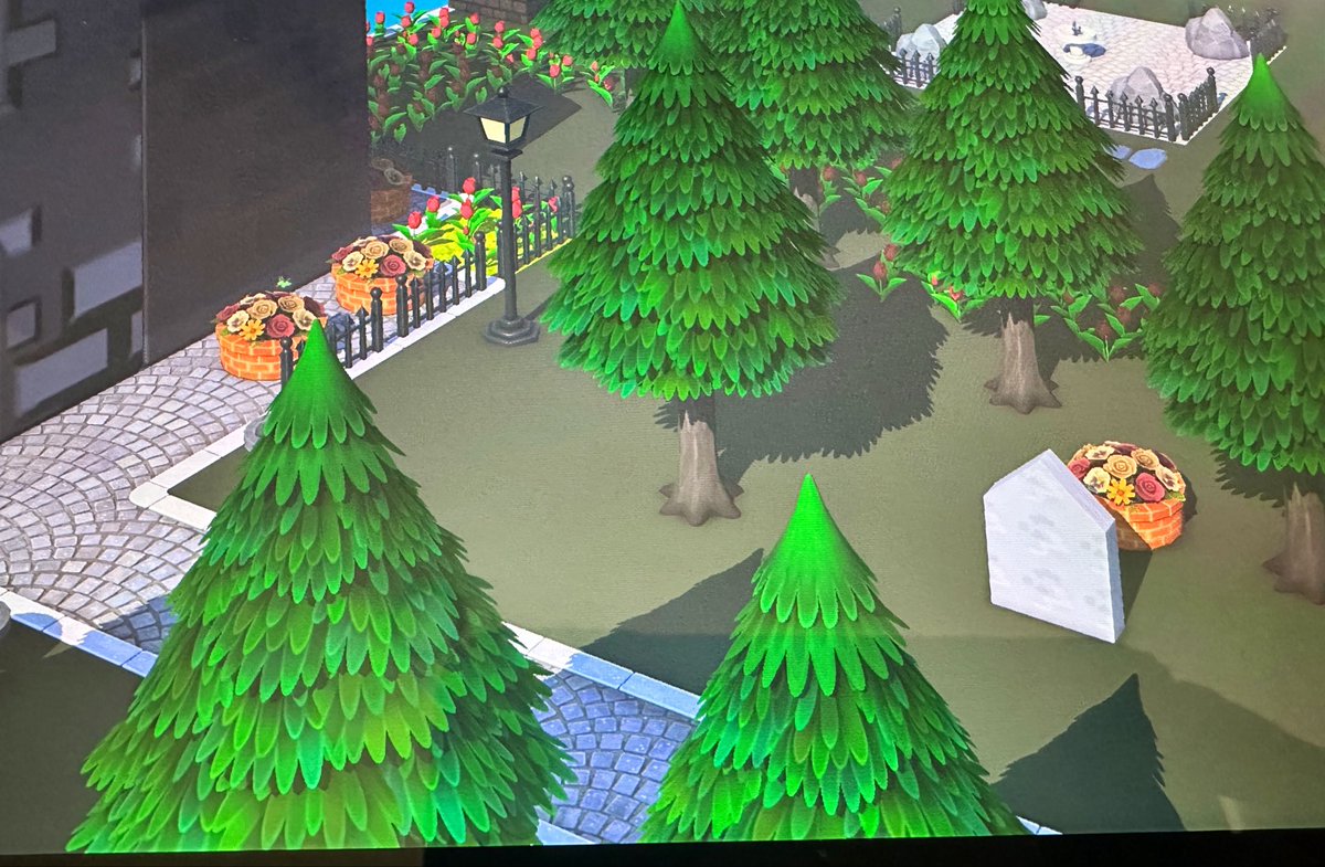 hello tomodachi lifers. any tips on making good looking grass .. im building a gothic section of my island and the OG grass is too bright, so i did a floor creation with darker green color but its looking like basketball court without that grassy texture 😔 #tomodachiposting
