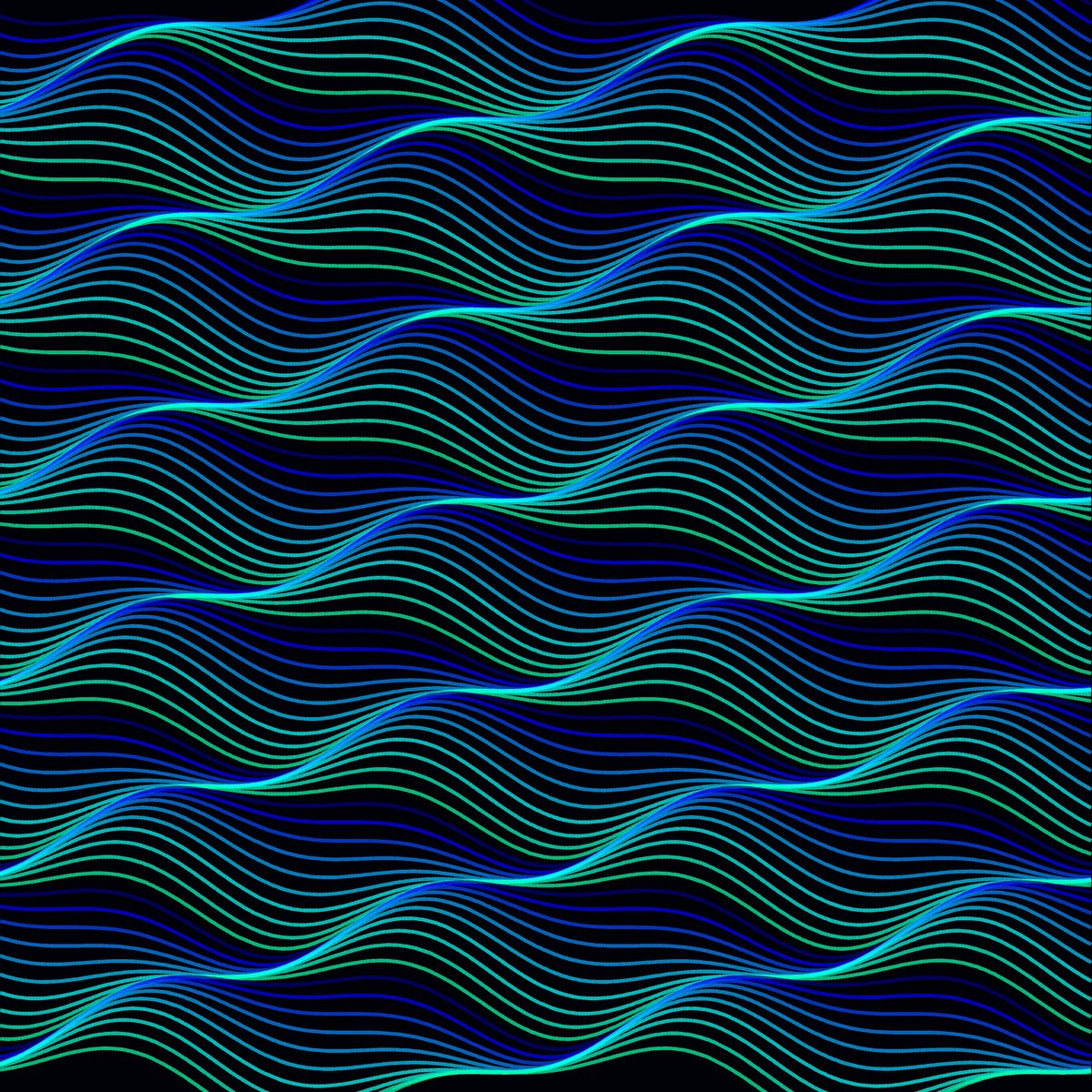 VeluxCreative's tweet image. Tide — layered waves of ocean blue and cyan flowing across a dark canvas.#generativeart #abstractart #digitalart #algorithmicart #creativecoding