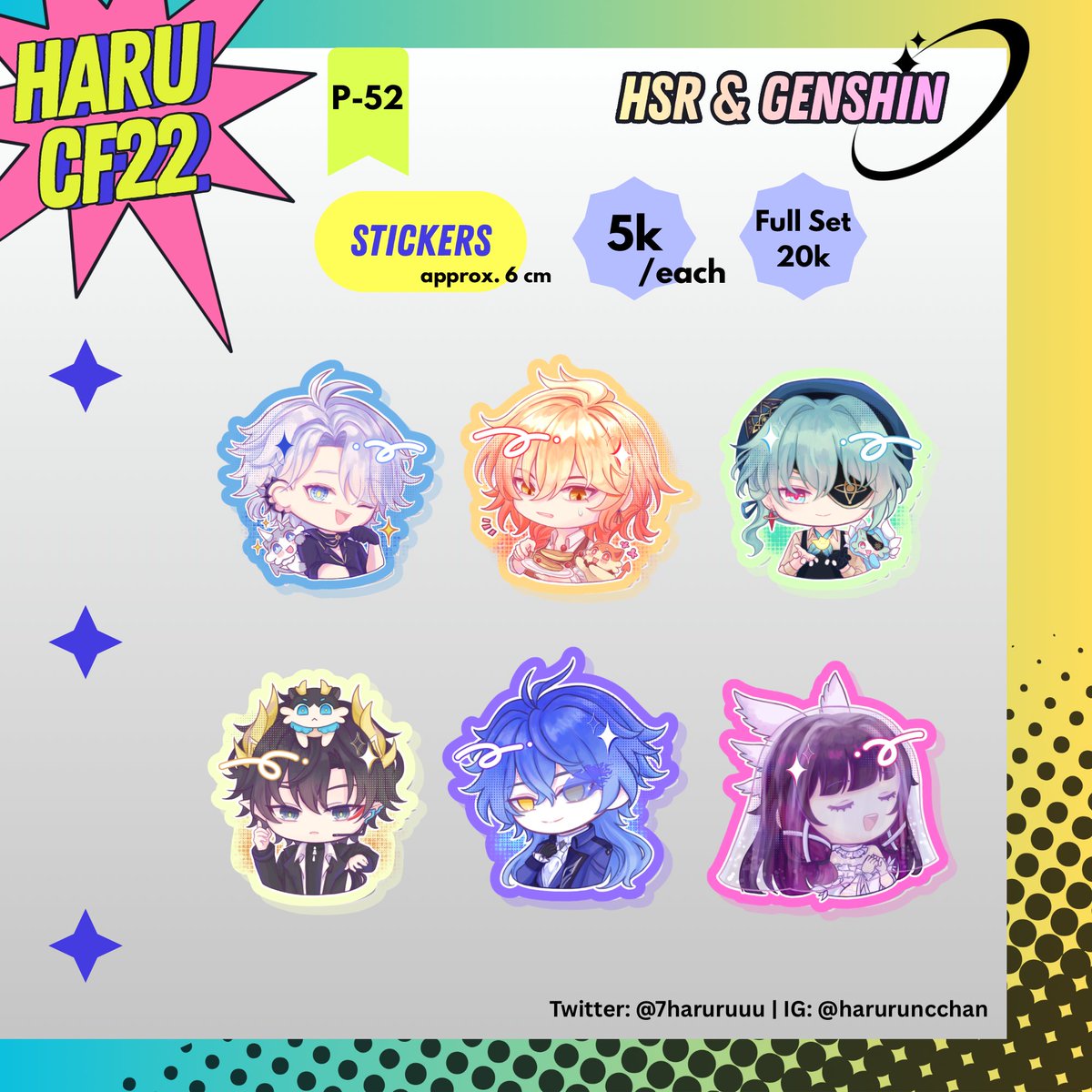 [🩵&amp;🔁 are much appreciated!]
Hello~! I'm opening PO for #CF22 

📅 20-25 April 2026
📦Pick Up OTS (Day 1 ONLY)
📍Circle DIGEPENGINAJA [P-52ab]
🌐GO pls dm! (LOCALS ONLY)
🔗PO form: forms.gle/jQcuASUYU81r4s…  

⭐️Fandom: HSR, Genshin⭐️
#comifuro22 #comifuro22catalogue
(1/2)