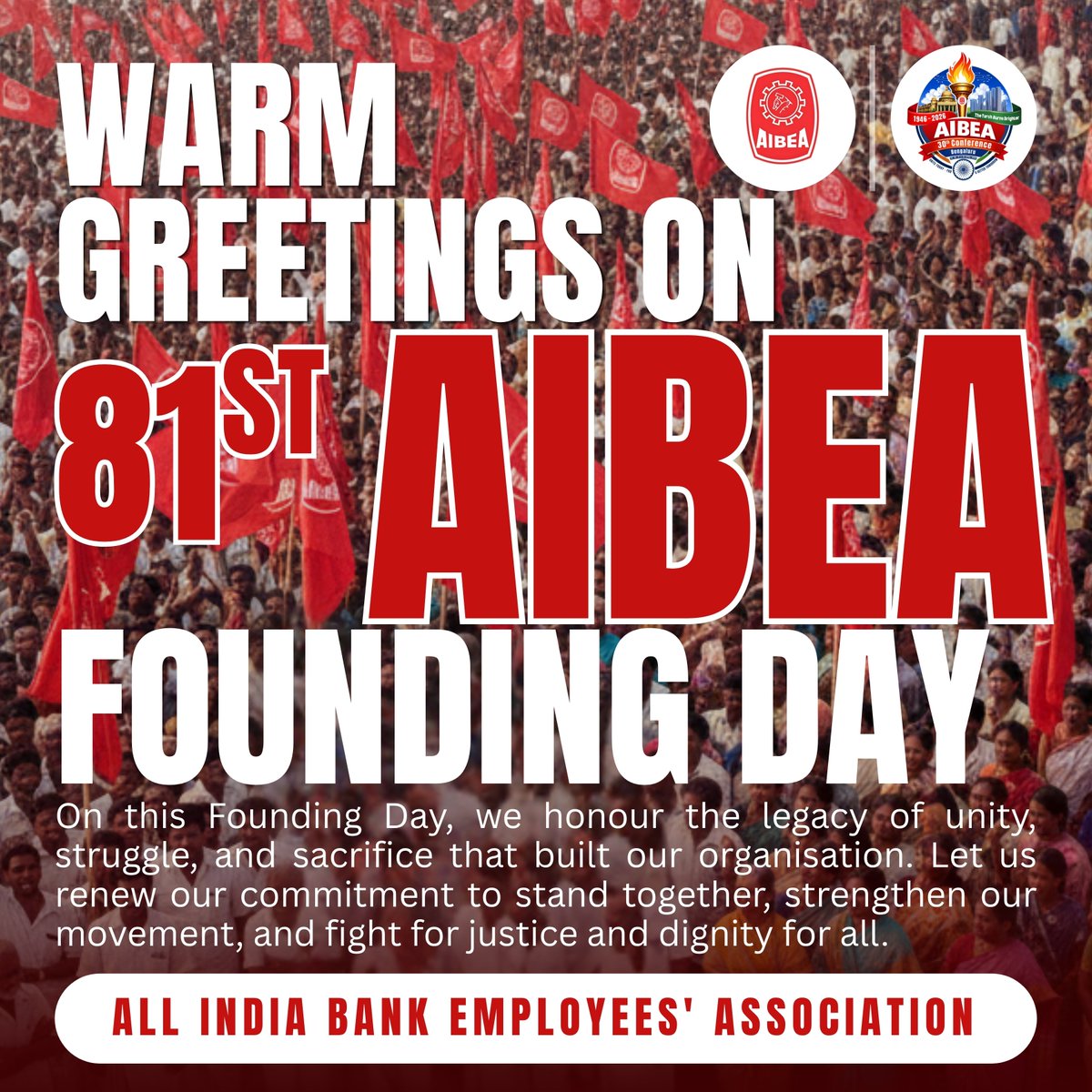 Warm greetings on AIBEA Founding Day

#AIBEA