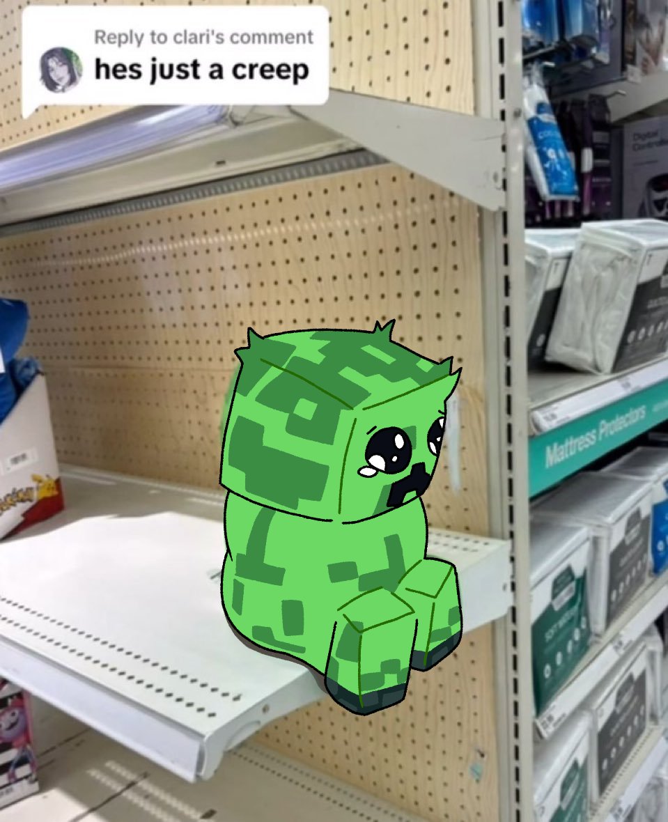 MrnoneladleX's tweet image. I just draw a creeper cuz im bored. And also he looks so sad after someone says that hes a creep.
#artmeme #meme
