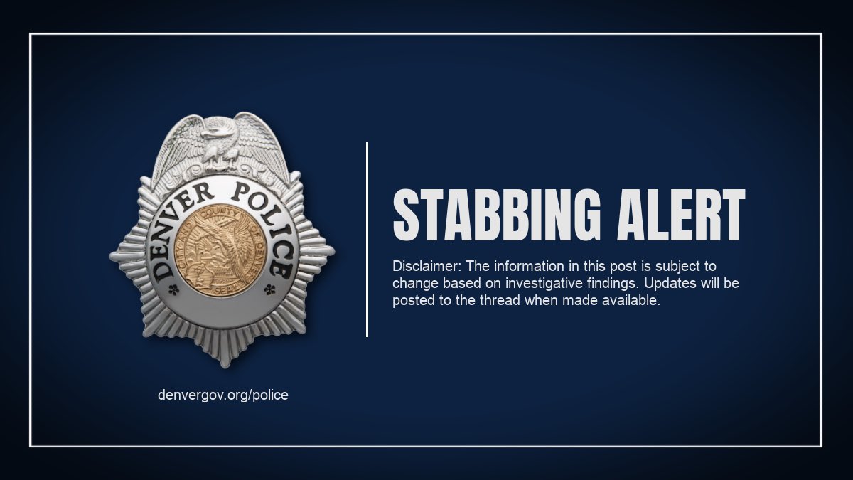 DenverPolice's tweet image. ALERT: #DPD is investigating a stabbing in the 3200 block of N Brighton Blvd. One victim located and transported to a local hospital. Investigators are working to develop suspect information. Updates will be posted when they are made available. #Denver