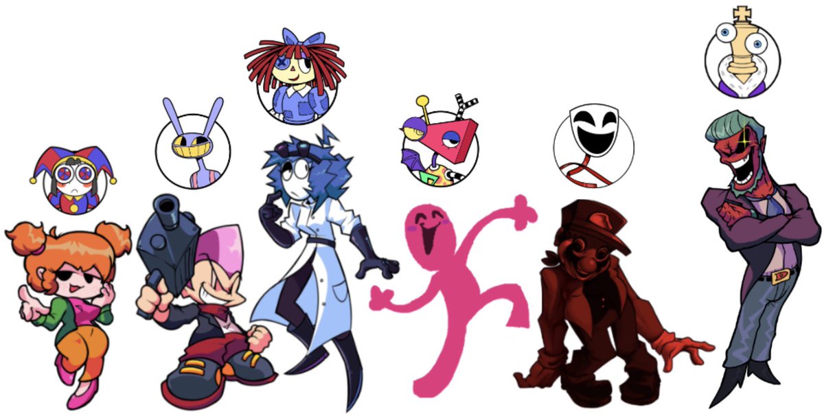 papertaco2's tweet image. I had an idea for a TADC animation but with D-Sides characters and came up with this line up so far.

Also YES, I do know there are official D-Sides TADC designs, but I just thought it would be funny to use characters from the actual D-Sides cast for this.

#FNFDsides