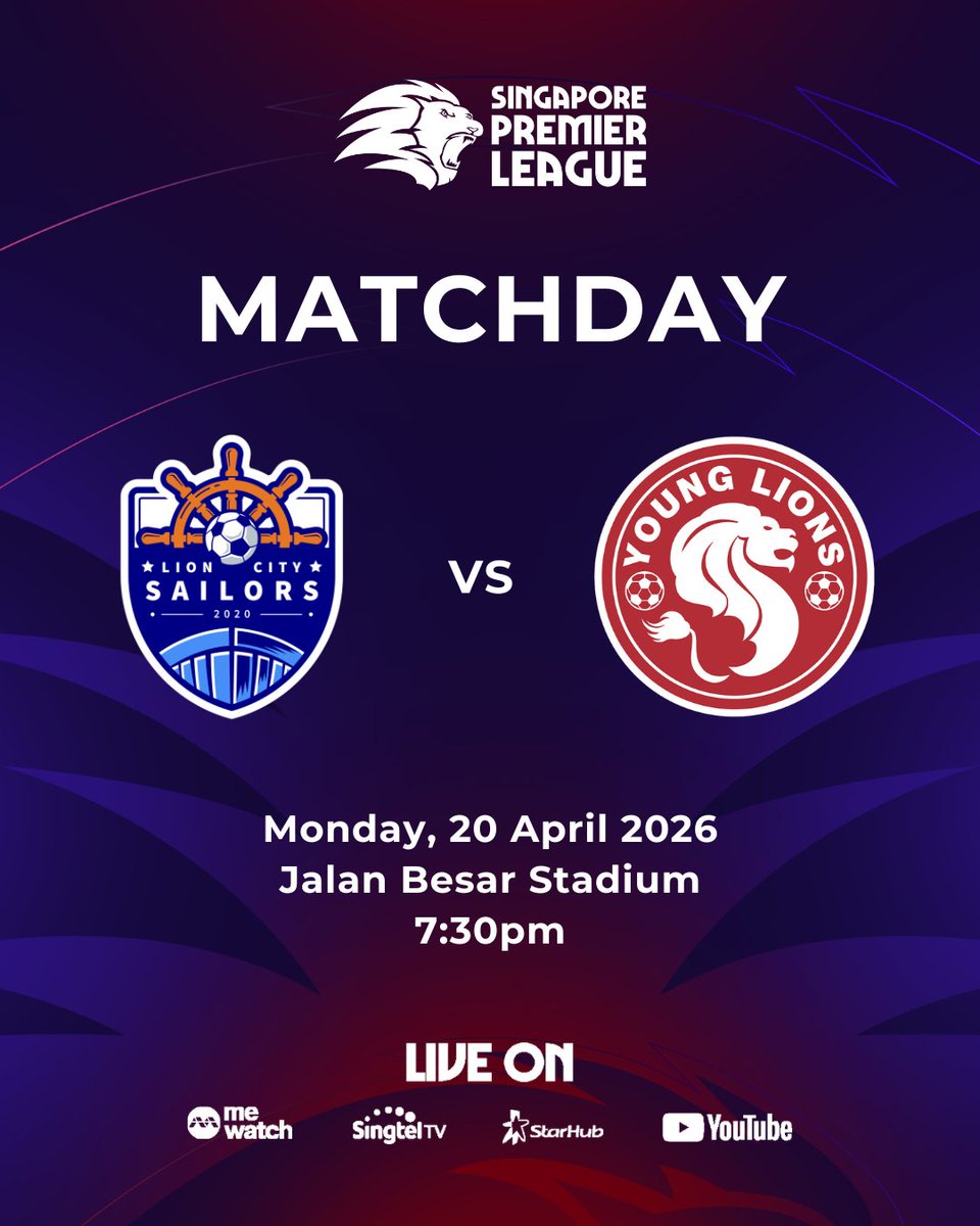 SGPremierLeague's tweet image. Riding high on confidence, Young Lions take on the Sailors — who remain unbeaten all season long🥶

#SPL #SingaporePremierLeague