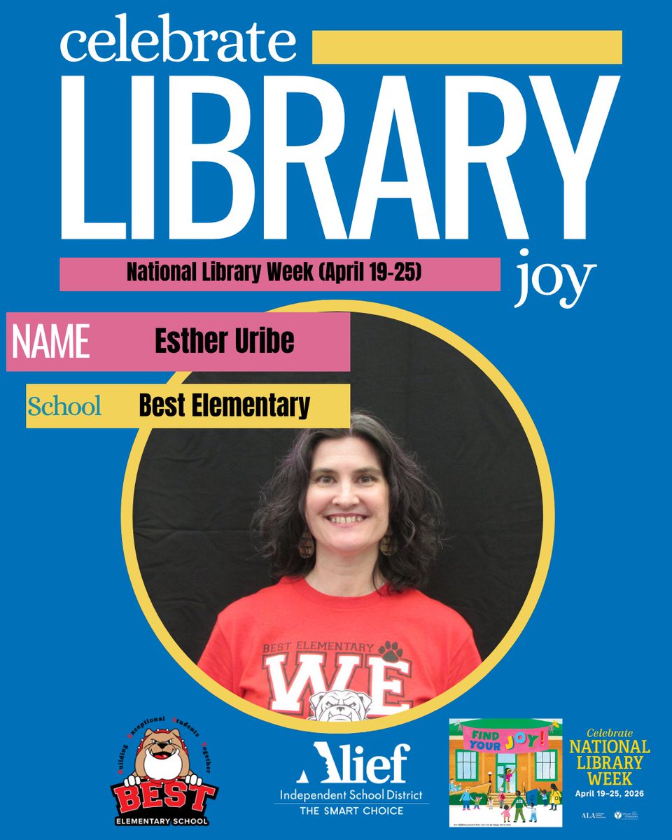 Best_Bulldogs's tweet photo. 📚🌟 National Library Week 🌟📚
Our library is a place where students explore, imagine, and grow as readers and learners. Thank you to our librarian for inspiring a love of books and learning every day! @AliefISD https://t.co/svXECwSAWE