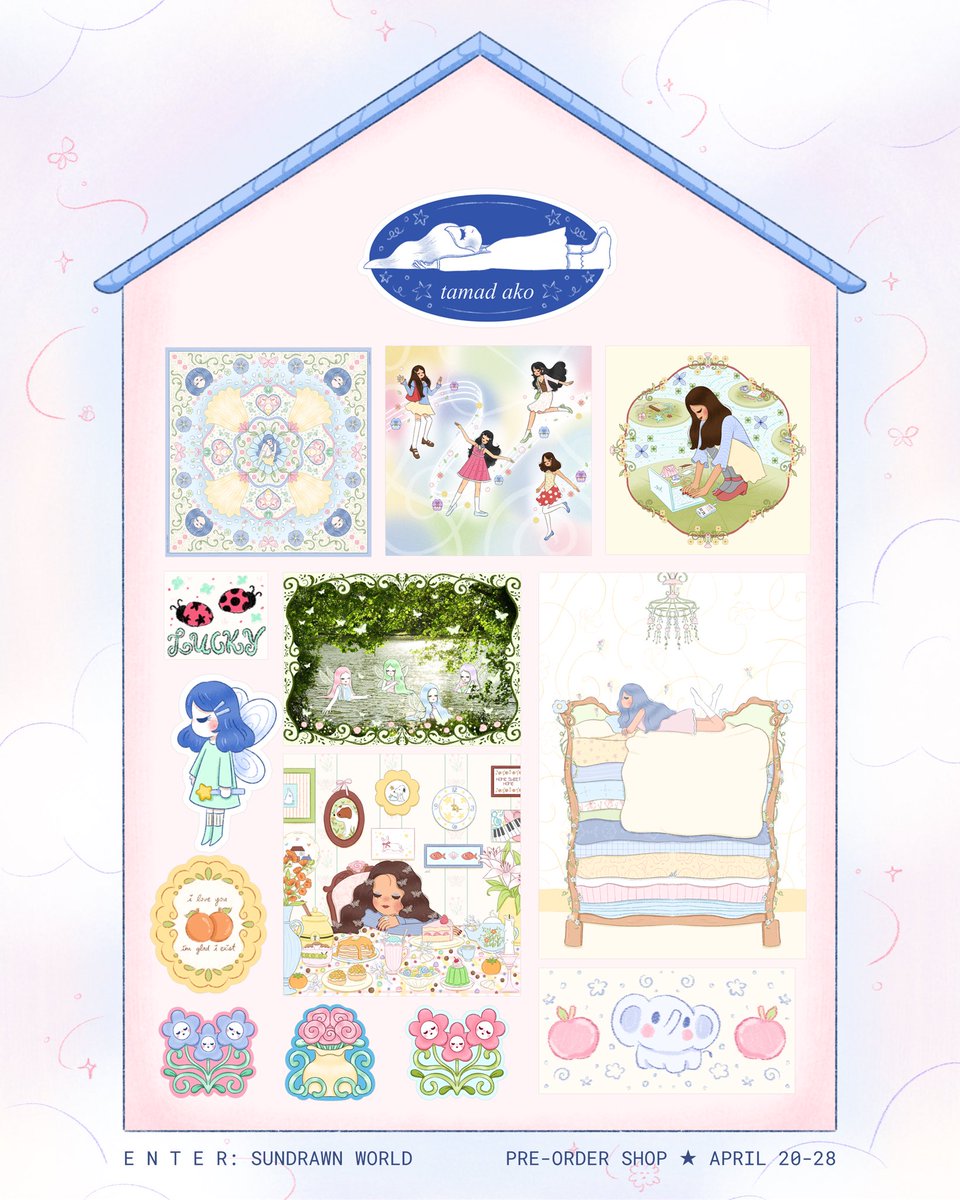 bysundrawn's tweet image. 💭 wishful thinking collection: full catalog

stickers, prints, scarves, &amp;amp; pins! lotsa new designs &amp;amp; some selcted old ones (that fit the theme) 🗝️🫧🦌

shop opening @ 6PM 🇵🇭 see u later!

#artph