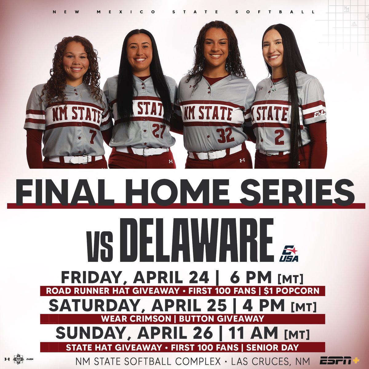 NMStateSoftball's tweet photo. One last time at home this season. See you at the field. 🔥

#AggieUp https://t.co/KLAe4GYbtc