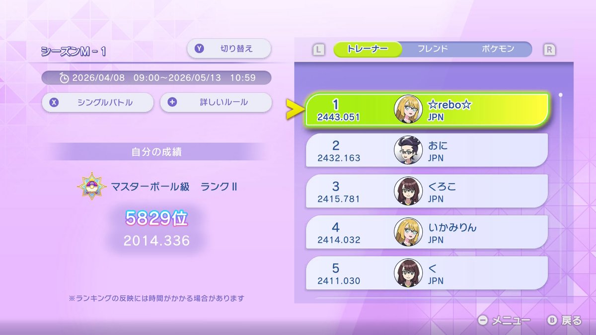 SmileDipNomura's tweet image. やっとレート2000
#NintendoSwitch #ポケモンチャンピオンズ #ポケチャン