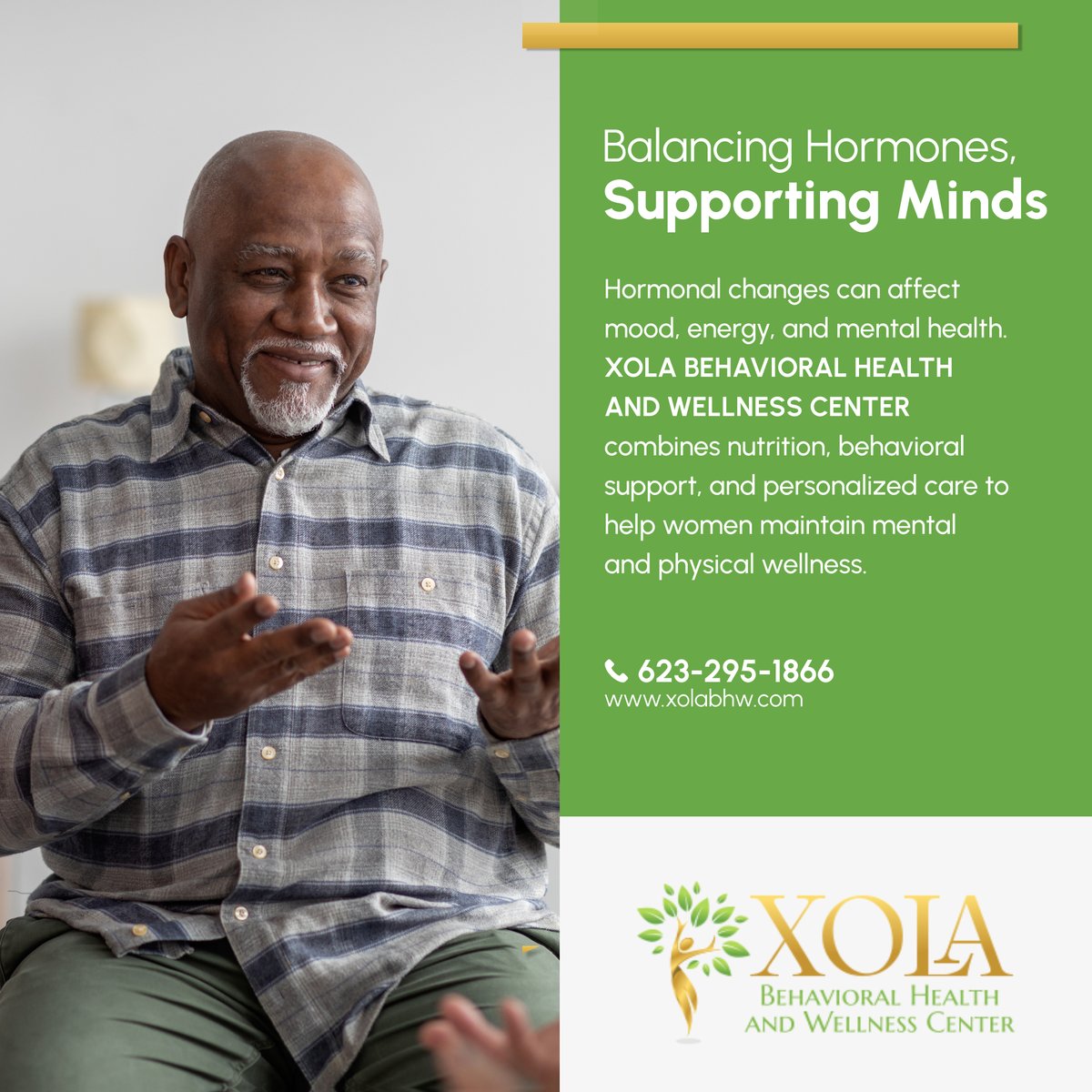 xolabehavioral's tweet image. Feeling off-balance? 🌸🧠 XOLA BEHAVIORAL HEALTH AND WELLNESS CENTER helps women address hormonal and mental health changes with personalized care and nutrition guidance. 

#WomensHealth #HormonalBalance #MentalHealthSupport #Arizona #BehavioralHealthAndWellness