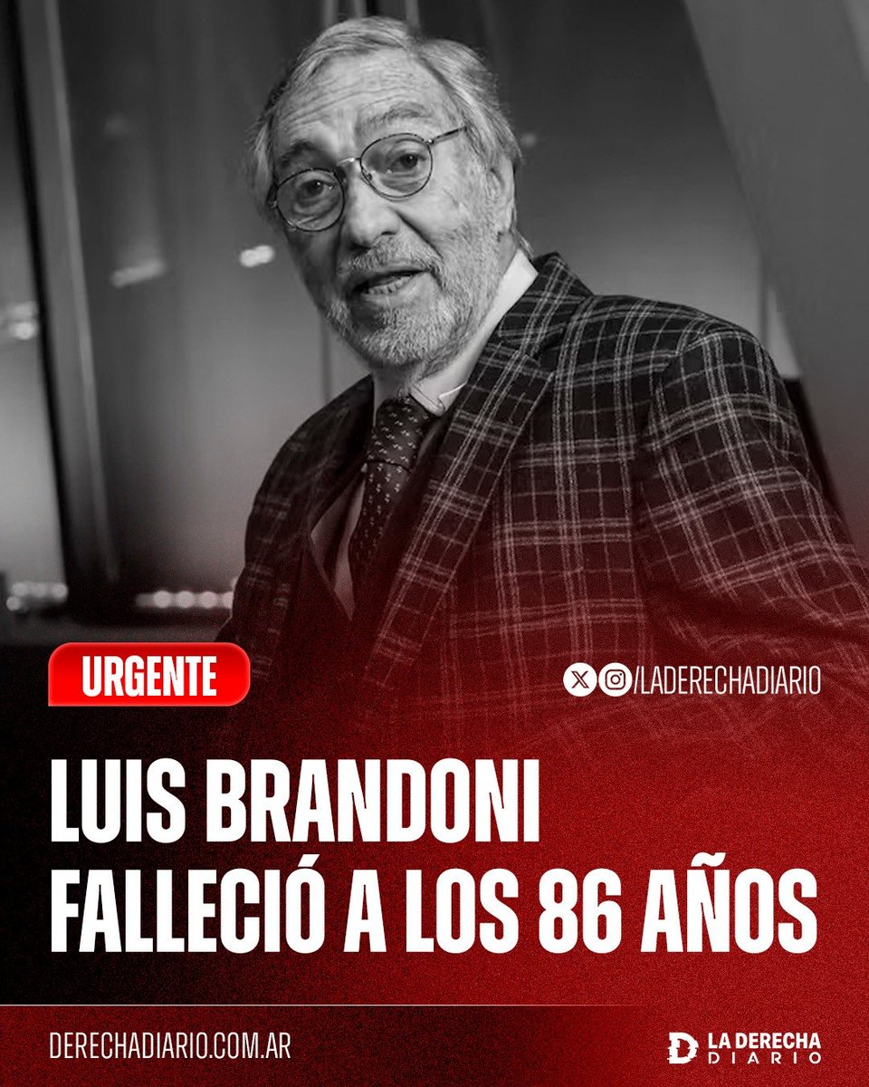 laderechadiario's tweet image. 🚨🇦🇷 | #AHORA Falleció a los 86 años Luis Brandoni, el actor argentino y exdiputado de la Unión Cívica Radical.