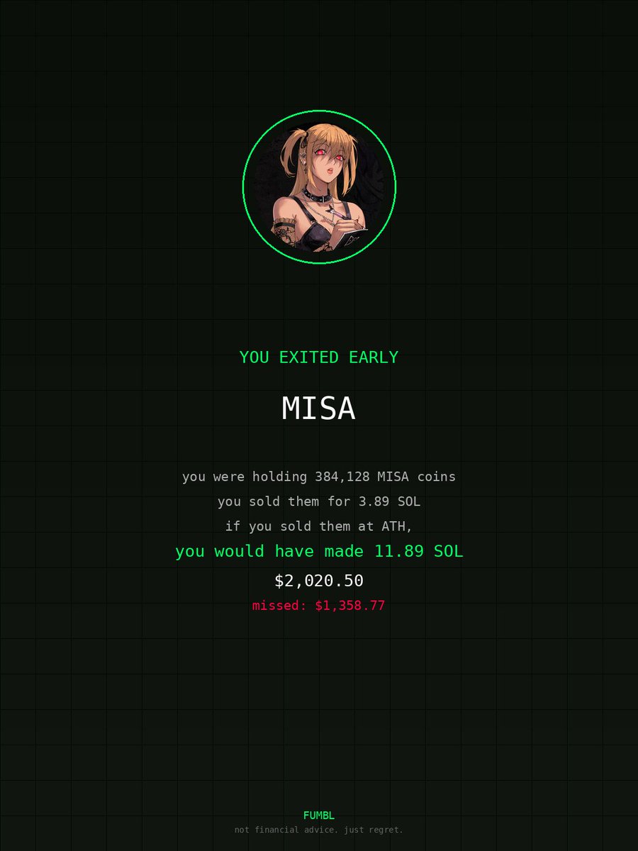 NovemberDee's tweet image. Peeped fumbledbags.lol only to see I didn't cash out on $MISA 
coulda been up 

GBQfriXWDedsX8f2acg5scSCg5VUTU1LFNoV32Qhpump 
#rainbow
#negative