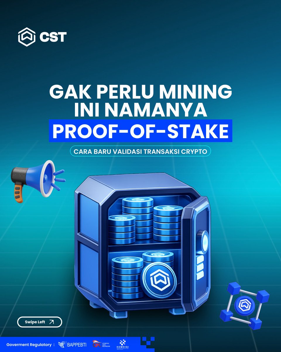 csttoken's tweet image. Gak semua crypto pakai mining 👀

Belajar crypto gak harus ribet
mulai dari yang basic dulu 🚀

A thread👇

#CryptoEdukasi #ProofOfStake #Web3Indonesia #CST #NFA