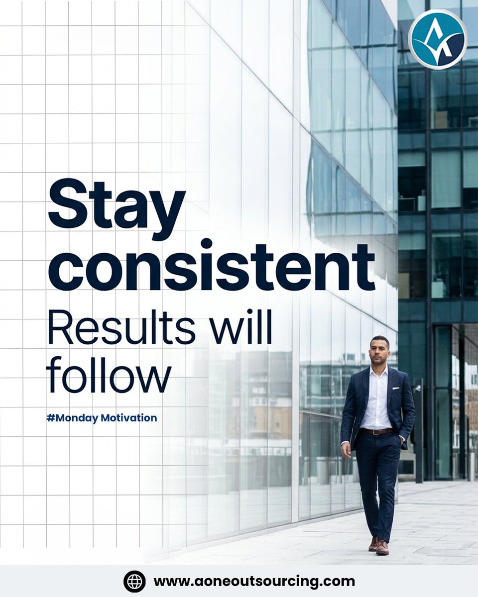 Aoneoutsource's tweet image. Success isn’t about greatness; it’s about consistency. 📈

At Aone Outsourcing Solution, we build long-term results through daily discipline. Let’s start the week with the drive to stay ahead. The results will follow! 🚀

#MondayMotivation #Consistency #AoneOutsourcing #Growth