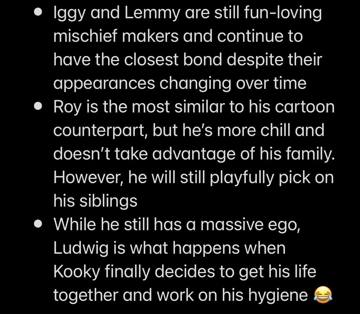 raisancitrus's tweet photo. @NaboTurnip Even though I know the cartoon isn’t canon, I like the idea that their portrayal in the series is what the Koopalings were like when they were younger. I think it would be cute if they used their cartoon names as family nicknames. Here’s some examples: https://t.co/ChoMkXwFca