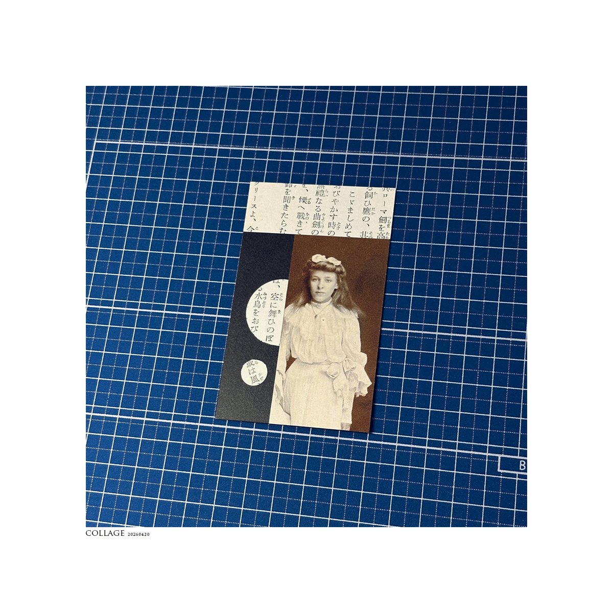 MISHAGRAPHICA's tweet image. COLLAGE / Apr.2026
『ドレスを着た女性 / コラージュ』

空を舞う水鳥。
#文字 #写真 #collage