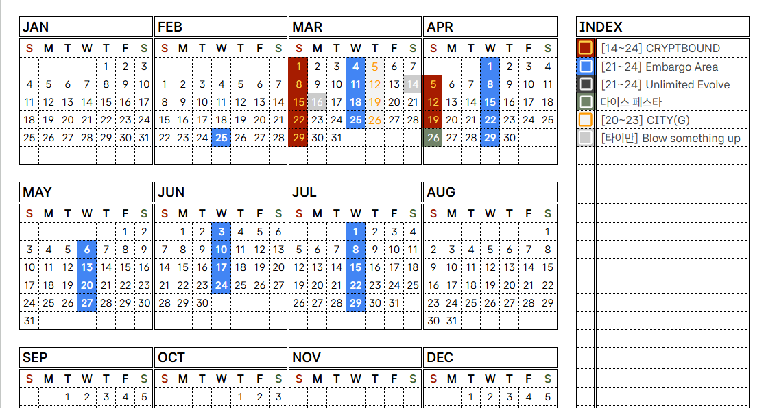 📆야매 간단달력 시트 배포

개인적으로 사용하고 있던 간단 달력 시트를 배포합니다! 날짜를 자동으로 기입해 주는 기능 외에는 기능이 없는 몹시 간략한 시트입니다. 메인 시트에 걸어두면 좋아요!

docs.google.com/spreadsheets/d…

모쪼록 상식선 내에서 자유로이 사용해 주세요. 늘 감사합니다.