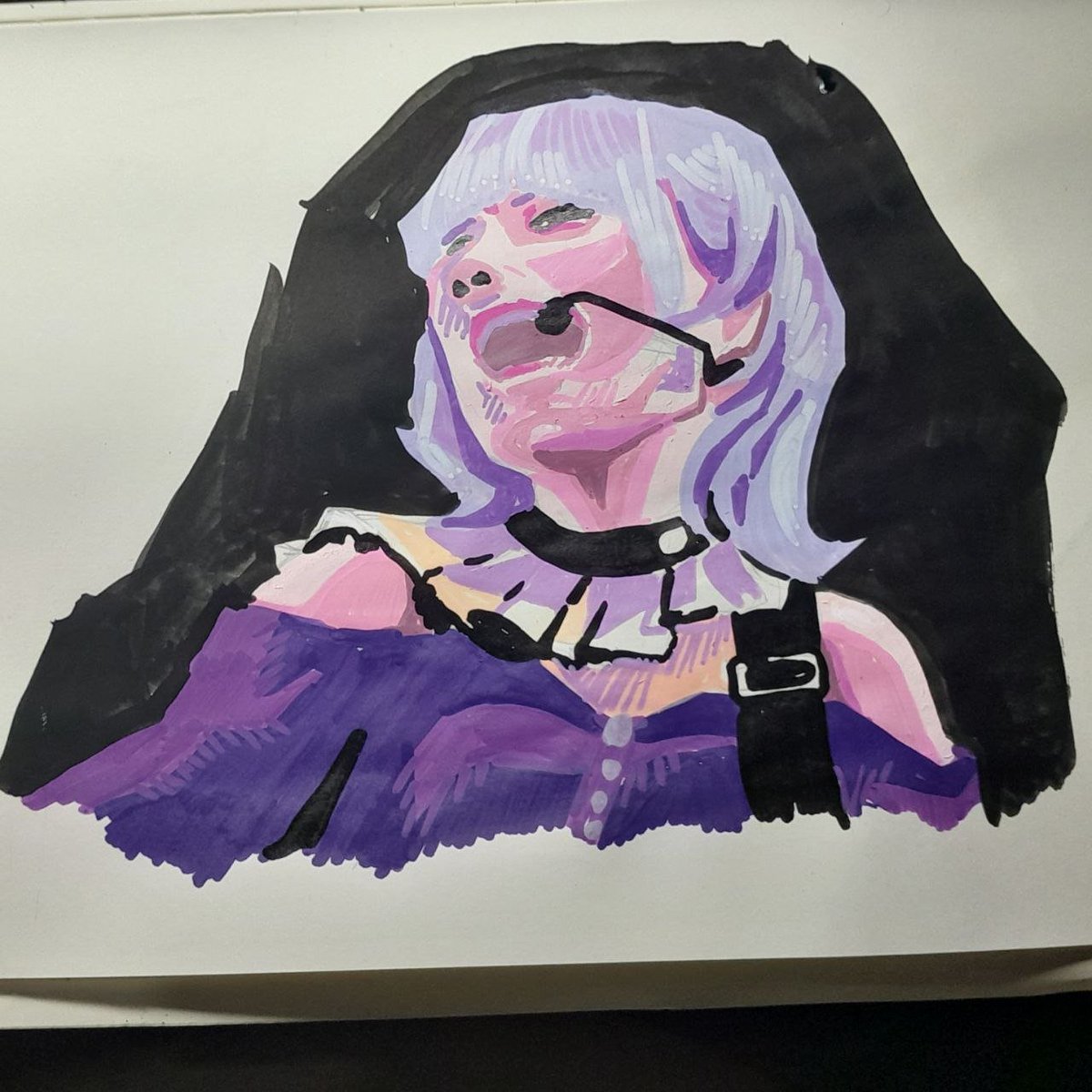 Jinroki1's tweet photo. Acrylic marker study of Rikochi (as Doloris).
#fanart 
https://t.co/xoEtnsBO3I https://t.co/IghPAX2BNM