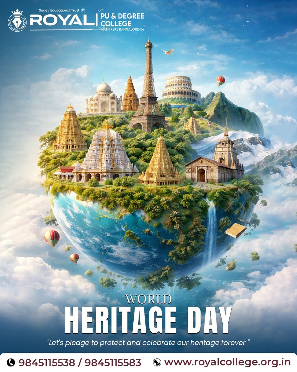 royal_college_'s tweet image. 🏛️ World Heritage Day 🌍✨
Let’s protect and celebrate our heritage forever.

📍 Royal PU &amp;amp; Degree College, Mathikere
📞 9845115538 / 9845115583
🌐 royalcollege.org.in

#WorldHeritageDay #HeritageDay #SaveHeritage