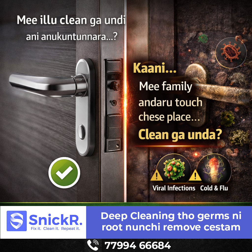 snickrservices's tweet image. Think your home is clean? 🤔
High-touch spots like door handles hide germs 

 SnickR Deep Cleaning removes germs from the root &amp;amp; keeps your home safe 

#SnickR #DeepCleaning #CleanHome #HealthyHome