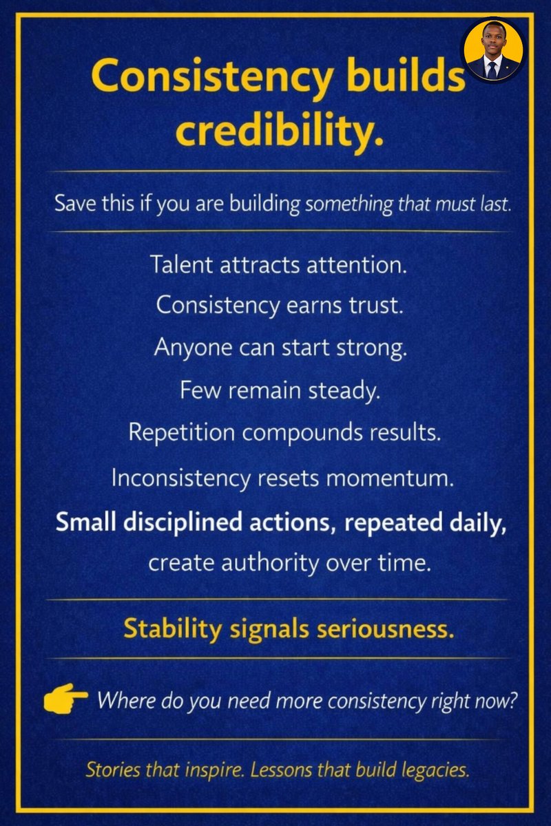 AnthonyM99692's tweet image. Consistency proves maturity, discipline, and growth through repeated execution.  
#ConsistentGrowth
#Youthcatalyst 
#DisciplinedExecution
#LongTermBuilding
#SystemThinking
#Originationhq