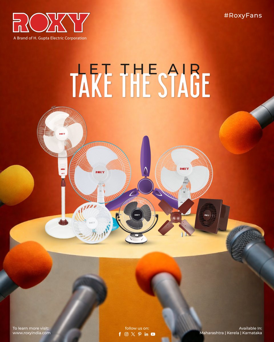 RoxyAppliances's tweet image. Let performance take center stage powerful airflow, sleek design, and reliability that speaks for itself. 💨🎤 Elevate every space with Roxy Fans.
.
.
For more visit:- roxyindia.com
.
.
#RoxyFans #PowerfulPerformance #SmartLiving #HomeAppliances #AirflowExperts