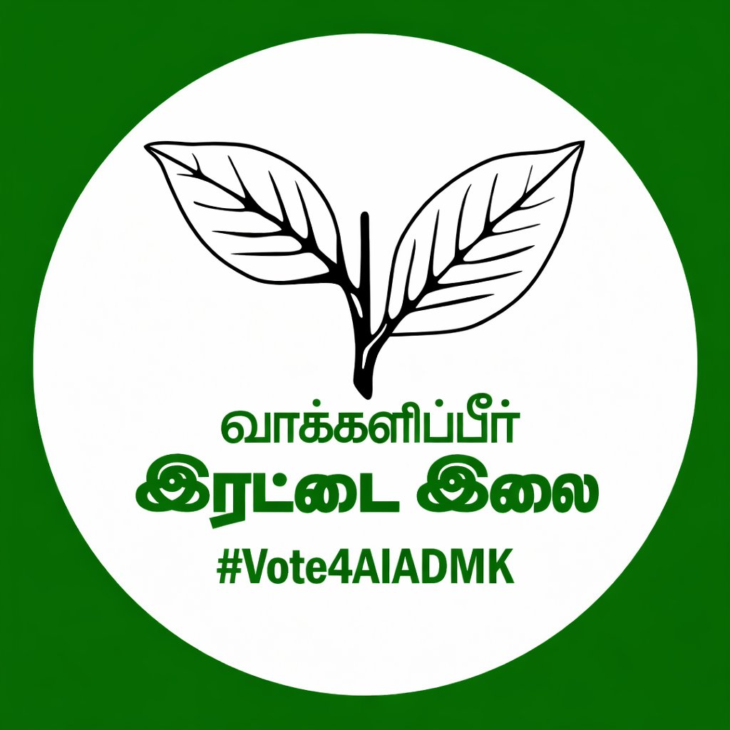 Srinivasanoffl's tweet photo. நமது சின்னம் வெற்றி சின்னம் இரட்டை இலை! 

#வாக்களிப்பீர்_இரட்டைஇலை 
#Vote4AIADMK #DindigulSrinivasan https://t.co/Qdl59O4EPJ