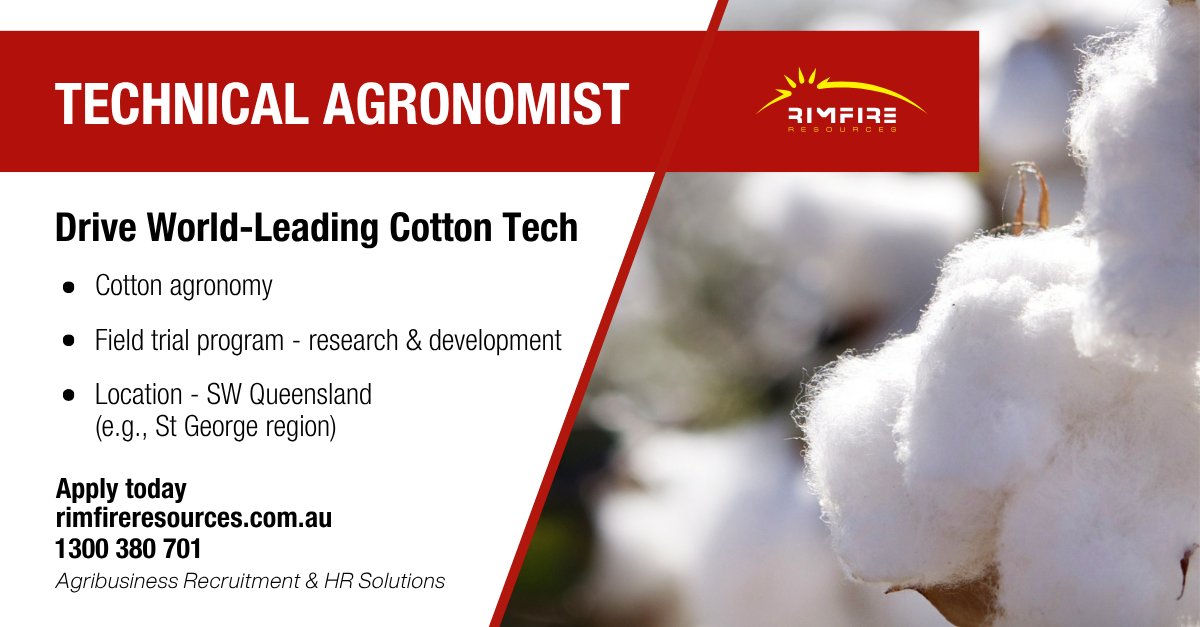 rimfireresource's tweet image. Deliver high quality variety trials in the region.

Apply today: adr.to/dfkj6ai

#cottonagronomy #fieldtrials #researchanddevelopment #agriculture #agribusiness #agjobs #rimfireresources
