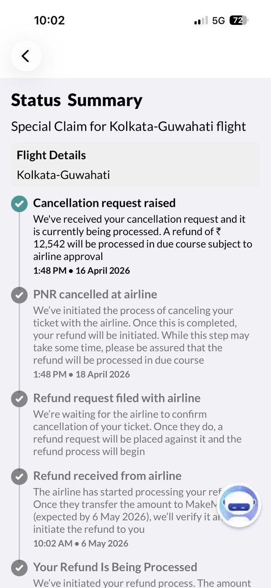 jonak8's tweet photo. @makemytripcare Its been 5 days since i have claimed for refund. @flyspicejet @makemytrip @DGCAIndia @AAI_Official https://t.co/fyXyP8N1g8