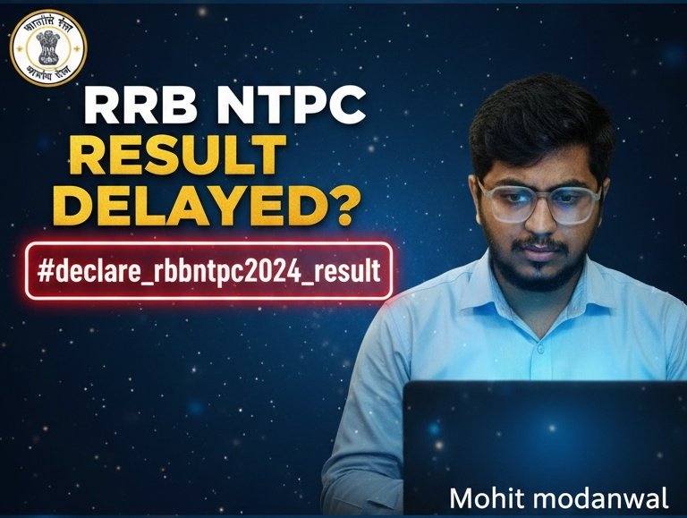 MohitMo20020584's tweet photo. "RRB NTPC 2024 की परीक्षा प्रक्रिया को इतना समय क्यों लग रहा है? छात्र अपनी मेहनत का फल मांग रहे हैं, कोई एहसान नहीं। कृपया जल्द से जल्द रिज़ल्ट और आगे का शेड्यूल जारी करें। @RailMinIndia @AshwiniVaishnaw @PMOIndia #declare_rrbntpc2024_result #RailwayExam" #ntpc_result_2024 #RRB https://t.co/T8jIq4irya