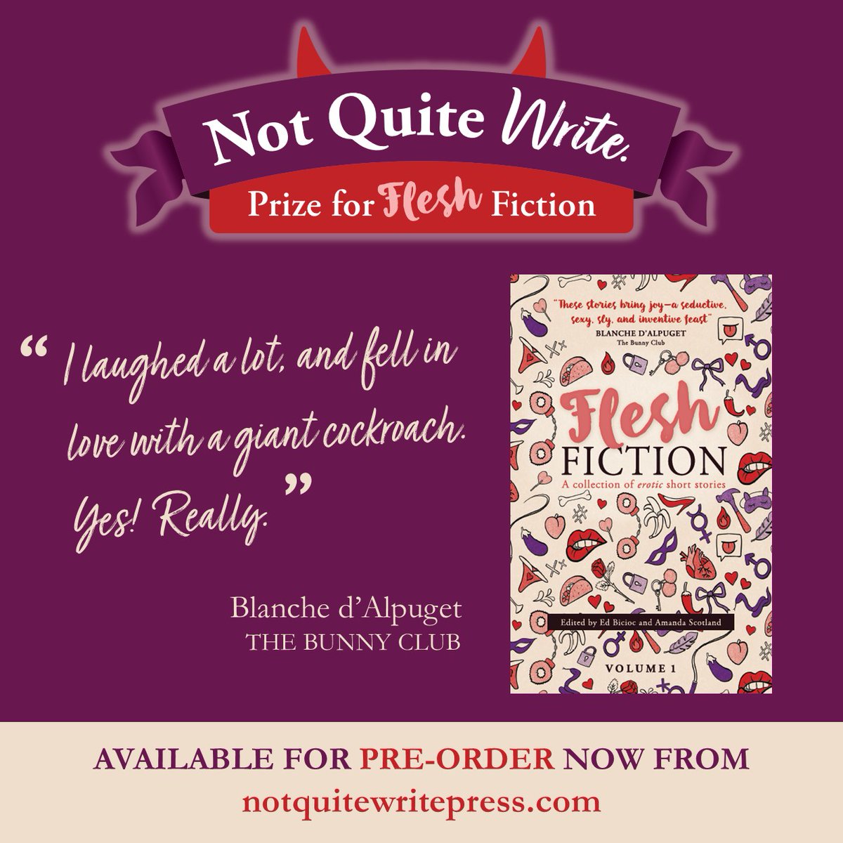 HYMotte's tweet image. My story "Demon in Heaven" is in here! After this, I don't think God or the Devil want anything to do with me.
There are 30 other crazy stories in here, too, so check it out~
Preorder- notquitewritepress.com
#romance #shortstory #writing #erotica