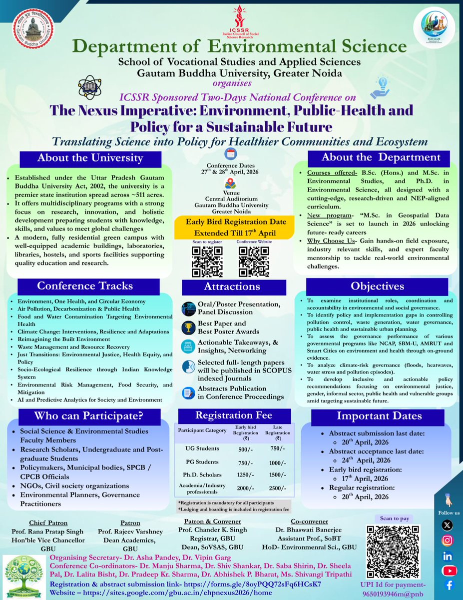 DoES_SoVSAS_GBU's tweet image. #EHPNEXUS2026 🌿

📢 LAST DAY FOR REGISTRATION ! ⏳

Don’t miss out—secure your spot today!

🌿 Register now:
🔗 lnkd.in/gDnpxwTH
🌿 Explore more details on our website:
🔗 lnkd.in/gYnhd2VQ

#LastDay #Registration #EHPNexus2026 #NationalConference #sustainablefuture