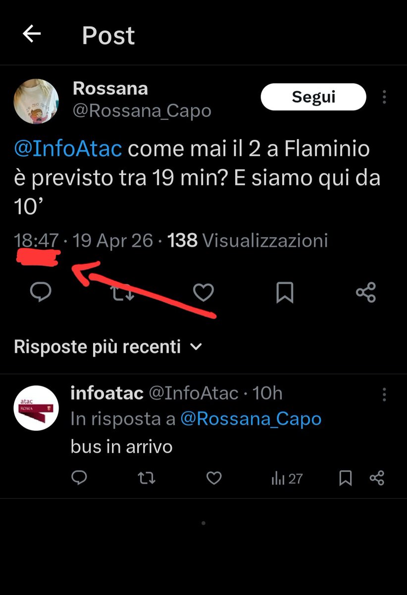 MercurioPsi's tweet image. ore 18:47 "come mai il 2 a Flaminio è previsto tra 19 min? E siamo qui da 10’"

ore  19:34 "bus in arrivo" #ATAC

Quanto avrà aspettato⁉️